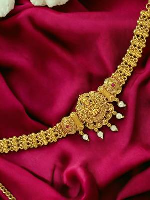 Traditional filigree gold plated temple jewelry laxmi waist belt kamarbandh 1