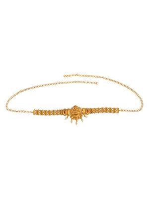 Traditional filigree gold plated temple jewelry laxmi waist belt kamarbandh 2
