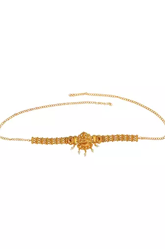 Traditional filigree gold plated temple jewelry laxmi waist belt kamarbandh