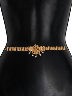 Traditional filigree gold plated temple jewelry laxmi waist belt kamarbandh 4