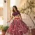 GLAMOROUS WINE RUSSIAN SILK RICH DIGITAL PRINTED WITH FOIL EMBROIDERED WORK LEHENGA CHOLI FOR WEDDING