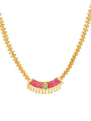 Gold plated ruby cz necklace chain 4