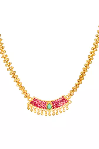 Gold plated ruby cz necklace chain