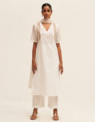 White embroidered cotton salwar suit 1