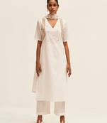 White embroidered cotton salwar suit