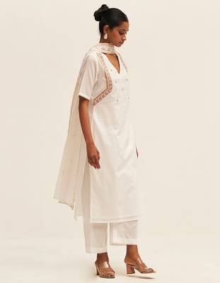 White embroidered cotton salwar suit 2