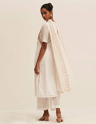 White embroidered cotton salwar suit 3