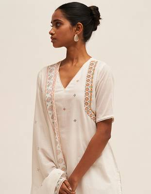 White embroidered cotton salwar suit 4