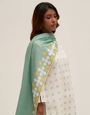 White and aquifer printed cotton salwar suit 2