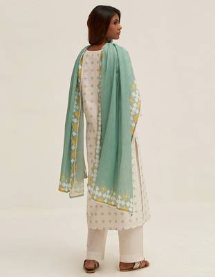 White and aquifer printed cotton salwar suit 3