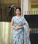 Women'S Woven Lilen Cotton Party Saree With Blouse Piece (Lilen-Cotton)