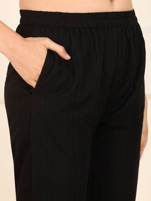 women black cotton embroidered anarkali kurta trouser with dupatta (jpskd1027blk) 5