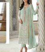 Lime green georgette silk pakistani salwar suit with dupatta
