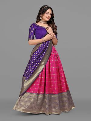 SELF DESIGN UNSTITCHED LEHENGA CHOLI (HALF SAREE) 2