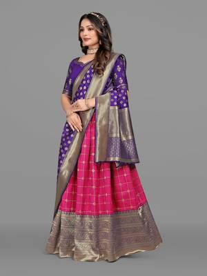 SELF DESIGN UNSTITCHED LEHENGA CHOLI (HALF SAREE) 3