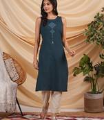 Block printed straight fit flex kurta with pocket details.