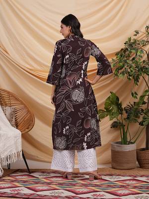 Flared bold printed flex kurta with bead works and pocket. 2