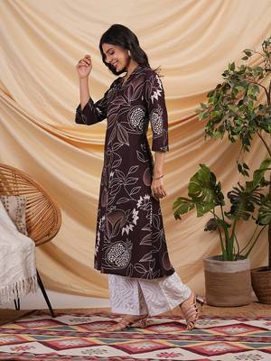 Flared bold printed flex kurta with bead works and pocket. 3