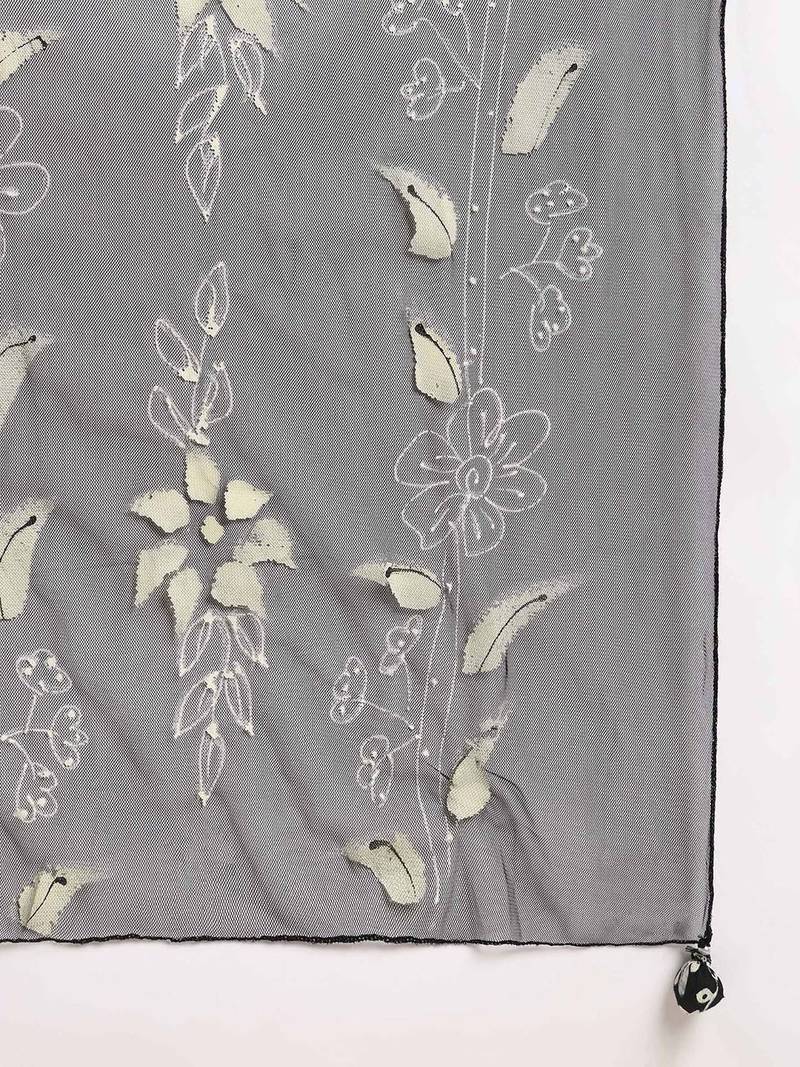 women black cotton floral printed embroidered anarkali kurta trouser with dupatta