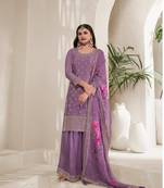 Light purple digital print silk embroidery semi stitched suits