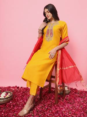   women kurta and trousers pant set cotton blend 1
