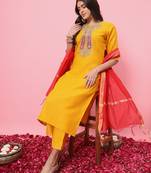   women kurta and trousers pant set cotton blend