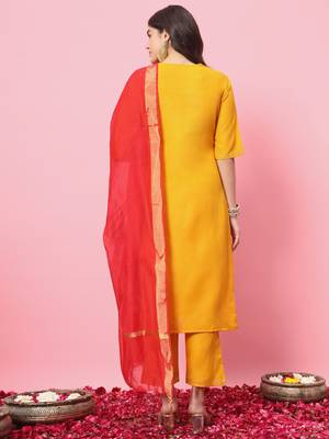   women kurta and trousers pant set cotton blend 2