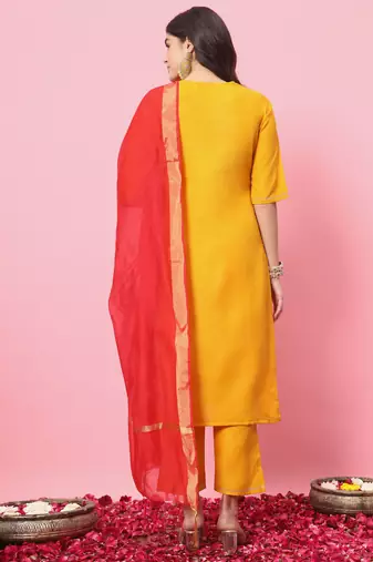   women kurta and trousers pant set cotton blend