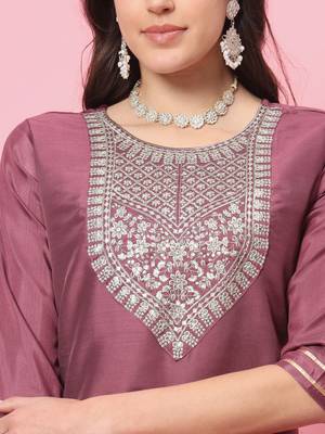  women kurta and trousers pant set silk blend 3