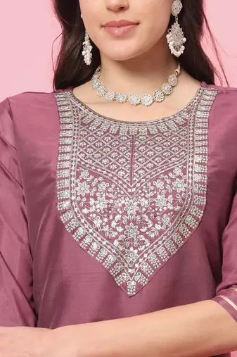  women kurta and trousers pant set silk blend