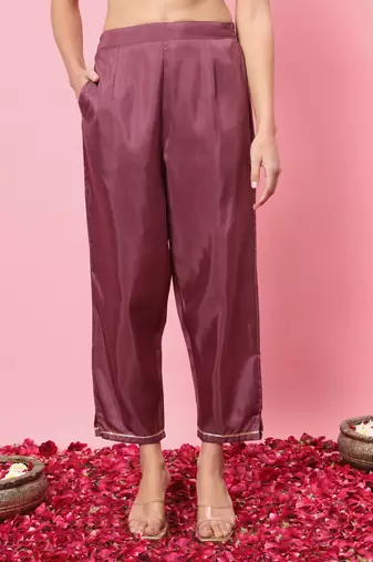  women kurta and trousers pant set silk blend