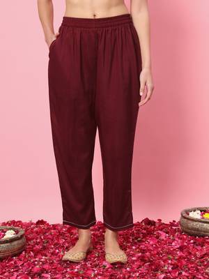   women kurta and trousers pant set silk blend 4