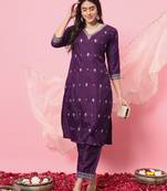   women kurta and trousers pant set silk blend