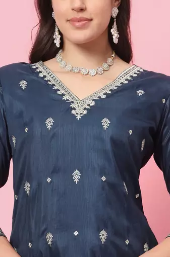   women kurta and trousers pant set silk blend