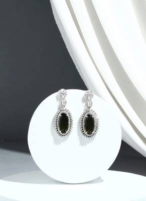 American Diamond Green Stone Earrings 1