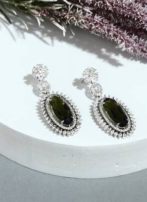 American Diamond Green Stone Earrings 2