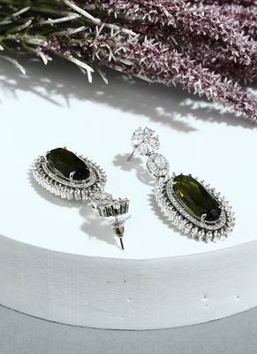 American Diamond Green Stone Earrings 3