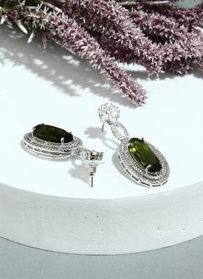 Green Stone Oval Shaped Earrings 2