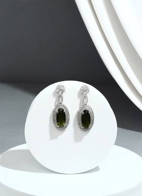 Green Stone Oval Shaped Earrings 3