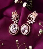 Rose Gold Floral Earrings with Circular Stones