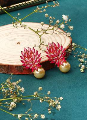 Pink Stone Studded Earrings 2