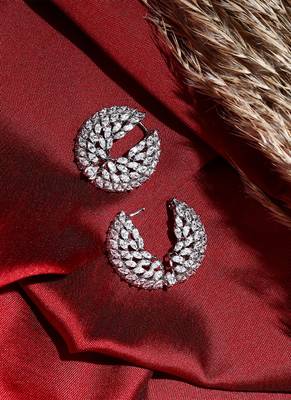 Semi Circle American Diamond Earrings 2