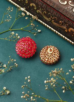 Pink Round Stone Studded Earrings 3