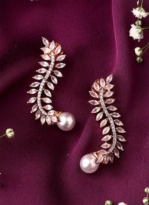 White American Diamond Long Earrings 3