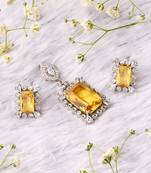 Square Shape Pendant With Matching Earrings