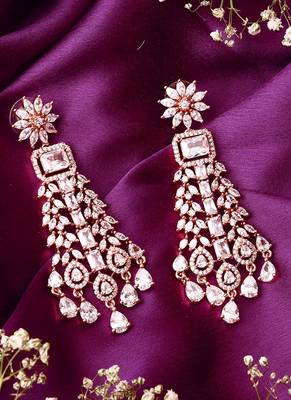 Rose Gold American Diamond Earrings 1