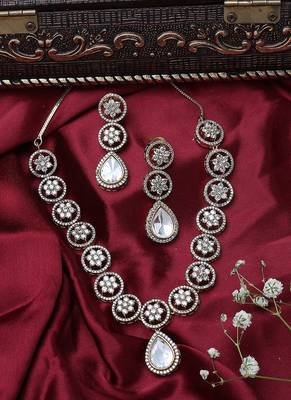 Floral Shape American Diamond Necklace Set 2