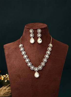 Floral Shape American Diamond Necklace Set 1