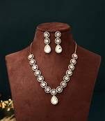 Floral Shape American Diamond Necklace Set