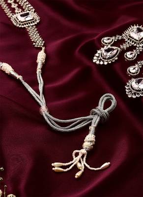 3 Layered Silver Necklace With Long Earrings 5
